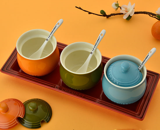 Stoneware Porcelain Spoon Seasoning Jar Set