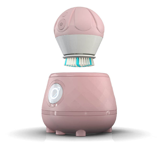 TAO Clean Ona Diamond Orbital Facial Brush and Cleansing Station Electric Face Cleansing Brush with Ergonomic Handle Dual Speed Settings Mauve